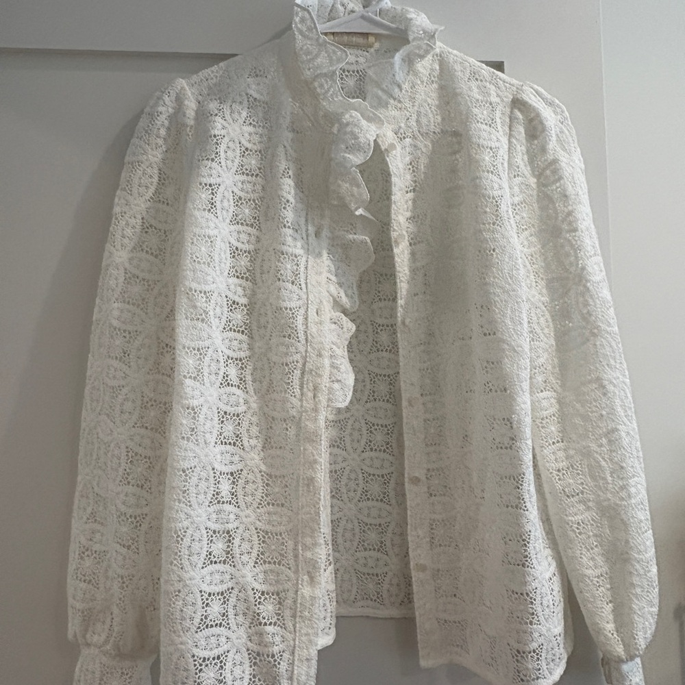 Sezane Chlo White Lace Blouse